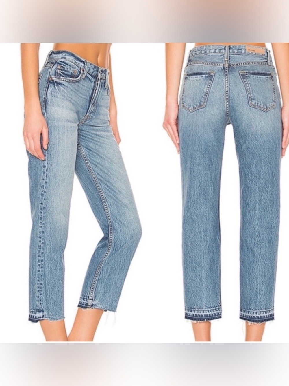 🌺 GRLFRND Helena High-Rise Long Straight Jeans Giulia Raw Hem